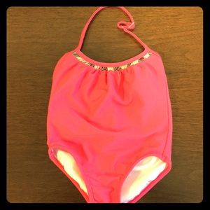 Pink halter bathing suit
